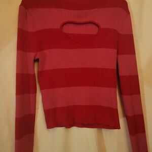 SO Vibrant Red and Pink Knit Top